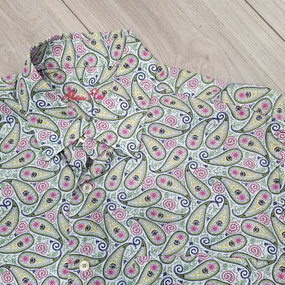 Alan Flusser Size Medium Men's Cotton Paisley Colorful Button Down Dress Shirt - Picture 2 of 10